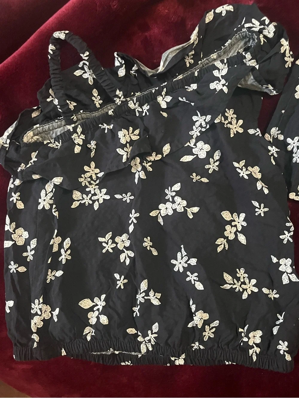 Cat & Jack Black Floral Crop Top and Shorts Set